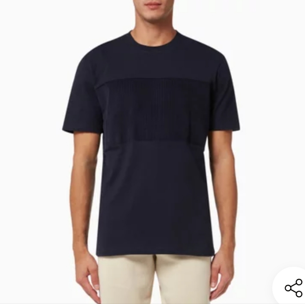 Selected Homme Woven Detail T-Shirt in Organic Cotton Sz Small